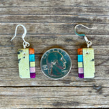 Native American Mosaic Dangle Earrings. Mary Tafoya, Kewa (Santo Domingo) Pueblo (4/19)