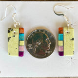 Native American Mosaic Dangle Earrings. Mary Tafoya, Kewa (Santo Domingo) Pueblo (4/19)