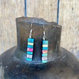 Native American Mosaic Dangle Earrings. Mary Tafoya, Kewa (Santo Domingo) Pueblo (4/16)