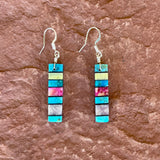 Native American Mosaic Dangle Earrings. Mary Tafoya, Kewa (Santo Domingo) Pueblo (4/16)