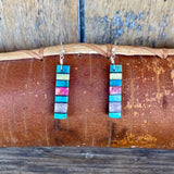 Native American Mosaic Dangle Earrings. Mary Tafoya, Kewa (Santo Domingo) Pueblo (4/16)