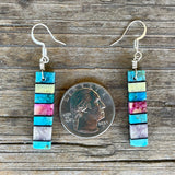 Native American Mosaic Dangle Earrings. Mary Tafoya, Kewa (Santo Domingo) Pueblo (4/16)