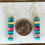 Native American Mosaic Dangle Earrings. Mary Tafoya, Kewa (Santo Domingo) Pueblo (4/16)