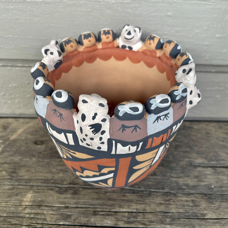 Caroline Sando, Jemez Pueblo Clay Friendship Bowl, authentic Native American  (AR4)