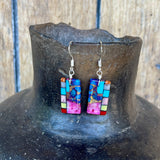 Native American Mosaic Dangle Earrings. Mary Tafoya, Kewa (Santo Domingo) Pueblo (4/17)