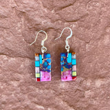 Native American Mosaic Dangle Earrings. Mary Tafoya, Kewa (Santo Domingo) Pueblo (4/17)