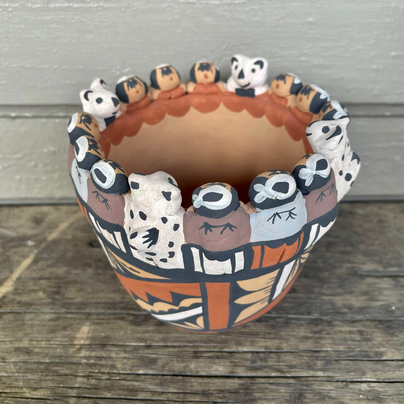 Caroline Sando, Jemez Pueblo Clay Friendship Bowl, authentic Native American  (AR4)