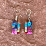 Native American Mosaic Dangle Earrings. Mary Tafoya, Kewa (Santo Domingo) Pueblo (4/17)