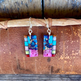 Native American Mosaic Dangle Earrings. Mary Tafoya, Kewa (Santo Domingo) Pueblo (4/17)