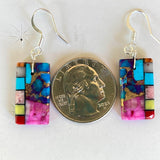 Native American Mosaic Dangle Earrings. Mary Tafoya, Kewa (Santo Domingo) Pueblo (4/17)