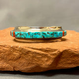 Larry Begay, Navajo Multi-Stone Cobblestone Inlay Sterling Silver Cuff, authentic Native American (SS8)
