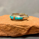Larry Begay, Navajo Multi-Stone Cobblestone Inlay Sterling Silver Cuff, authentic Native American (SS8)