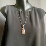 Raylan and Pattie Edaakie, Zuni Multi-Stone Mosaic Inlay Sunface Figure Pendant, authentic Native American   (SS45)