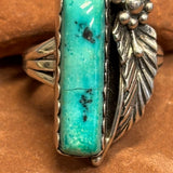 Royce "Eagle Boy" Kohlmeyer, Jemez Pueblo Sterling Silver and Turquoise Ring, vintage Native American-size 7   (5/132)