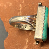 Royce "Eagle Boy" Kohlmeyer, Jemez Pueblo Sterling Silver and Turquoise Ring, vintage Native American-size 7   (5/132)