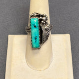 Royce "Eagle Boy" Kohlmeyer, Jemez Pueblo Sterling Silver and Turquoise Ring, vintage Native American-size 7   (5/132)