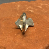 Royce "Eagle Boy" Kohlmeyer, Jemez Pueblo Sterling Silver and Turquoise Leaf Design Ring, vintage Native American-size 8.5   (5/155)