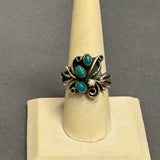 Royce "Eagle Boy" Kohlmeyer, Jemez Pueblo Sterling Silver and Green Turquoise Ring, vintage Native American-size 7.5   (5/158)