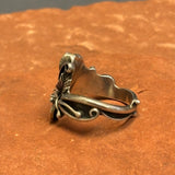 Royce "Eagle Boy" Kohlmeyer, Jemez Pueblo Sterling Silver and Green Turquoise Ring, vintage Native American-size 7.5   (5/158)
