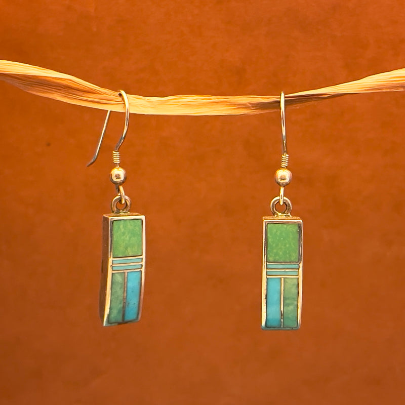 Supersmith Navajo Turquoise Inlay Dangle Earrings   (SS60)