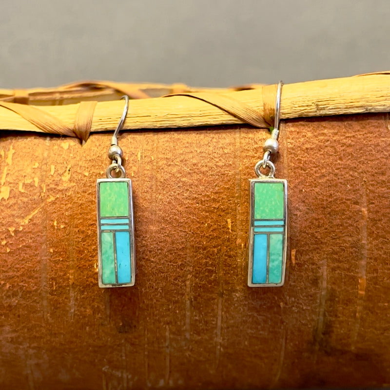 Supersmith Navajo Turquoise Inlay Dangle Earrings   (SS60)