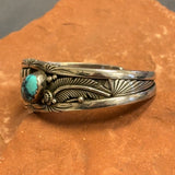 Royce "Eagle Boy" Kohlmeyer, Jemez Pueblo Sterling Silver Cuff with Turquoise, vintage  Native American   (5/168)