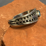 Royce "Eagle Boy" Kohlmeyer, Jemez Pueblo Sterling Silver Cuff with Turquoise, vintage  Native American   (5/168)