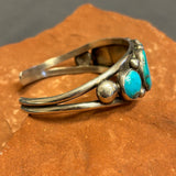 Authentic Navajo Five Stone Bracelet with Natural Turquoise, vintage (5/281)