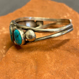 Authentic Navajo Five Stone Bracelet with Natural Turquoise, vintage (5/281)