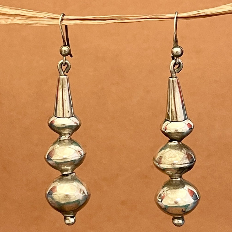 Navajo Sterling Silver Beaded Dangle Earrings, authentic Native American (4/47)