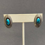 Royce "Eagle Boy" Kohlmeyer, Jemez Pueblo Sterling Silver Shadowbox Earrings with Turquoise   (5/125)