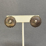 Authentic Navajo Sterling Silver Concho-style Post Earrings, vintage  (SS99)