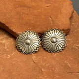 Authentic Navajo Sterling Silver Concho-style Post Earrings, vintage  (SS99)