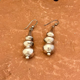 Navajo Sterling Silver Beaded Dangle Earrings, authentic Native American (4/47)