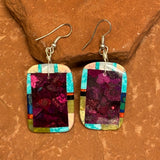 Santo Domingo Multi-Stone Mosaic Dangle Earrings, Authentic Native American    (5/261)