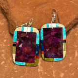 Santo Domingo Multi-Stone Mosaic Dangle Earrings, Authentic Native American    (5/261)