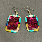 Santo Domingo Multi-Stone Mosaic Dangle Earrings, Authentic Native American    (5/261)