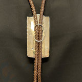 Authentic Hopi Sterling Silver and 14k Gold Overlay Bolo Tie with Kachina Design - Milson Taylor? (SS137)
