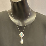 Royce "Eagle Boy" Kohlmeyer, Jemez Pueblo Sterling Silver and Turquoise Pendant Necklace with Dangles, vintage Native American (5/161)