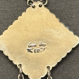 Royce "Eagle Boy" Kohlmeyer, Jemez Pueblo Sterling Silver and Turquoise Pendant Necklace with Dangles, vintage Native American (5/161)