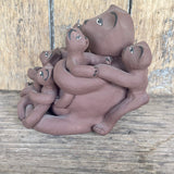 Authentic Native American clay Storyteller bear sculpture with 5 baby bears- Artist: Myrna Chino, Acoma Pueblo (AR17)