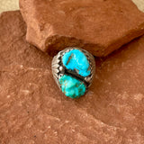 Turquoise Nugget and Sterling Silver Zuni Ring, vintage - size 12  (AS158)