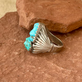 Turquoise Nugget and Sterling Silver Zuni Ring, vintage - size 12  (AS158)