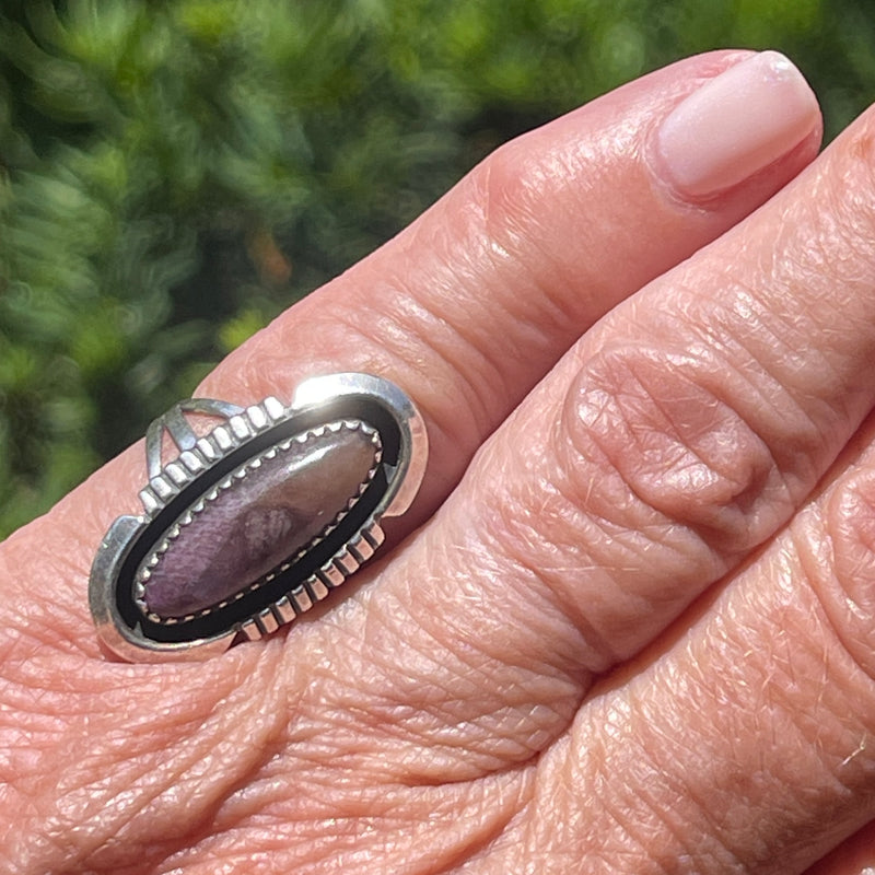 Navajo Sterling Silver and Sugilite Shadowbox Ring - size 6  (MC21)