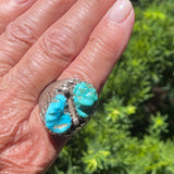 Turquoise Nugget and Sterling Silver Zuni Ring, vintage - size 12  (AS158)