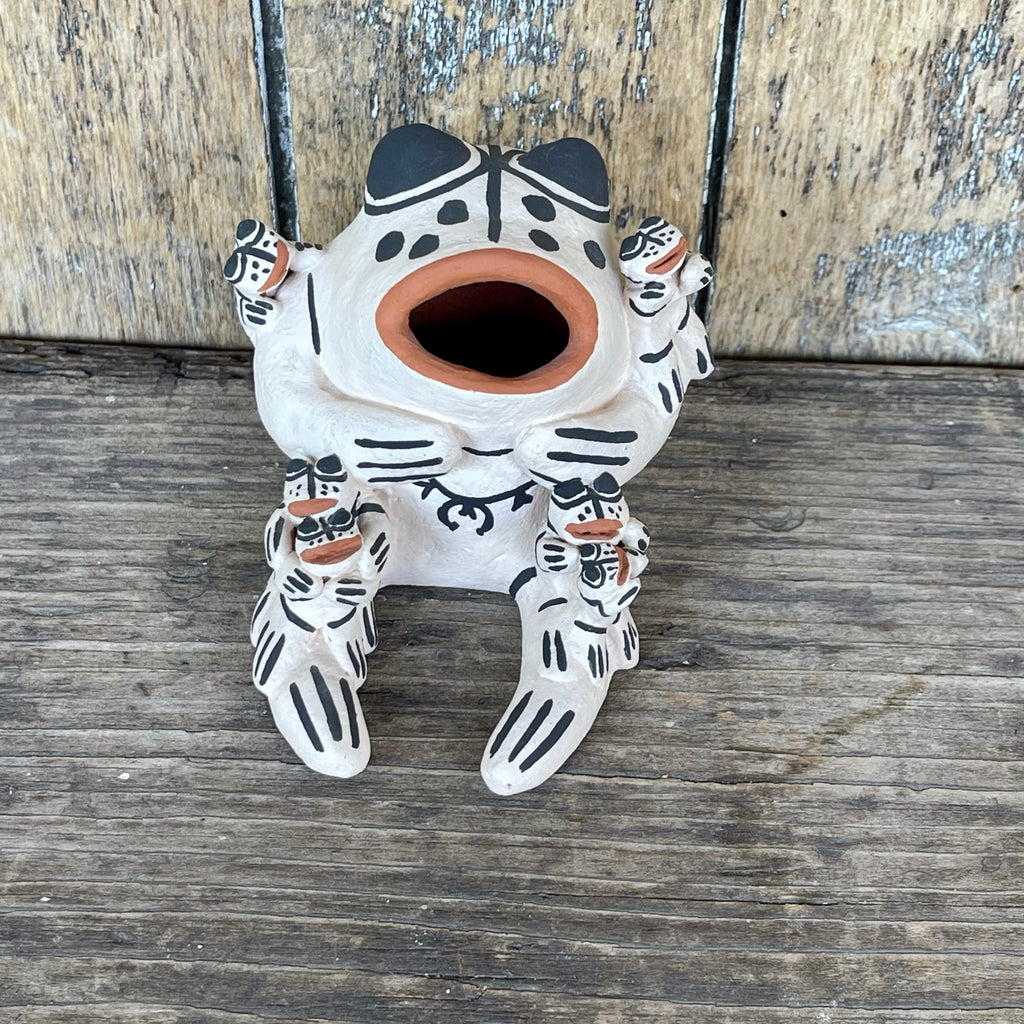 Authentic Native American clay Storyteller frog with 6 babies - Artist: Maria P. Romero, Cochiti Pueblo  (AR25)