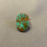 Authentic Navajo Large Sterling Silver and Green Turquoise Ring, vintage-size 6  (5/56)