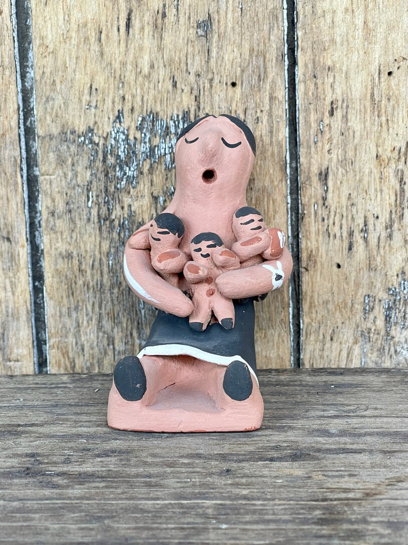 Persingula Toya, Jemez Pueblo Clay Storyteller Sculpture with Four Babies, authentic Native American   (AR29)