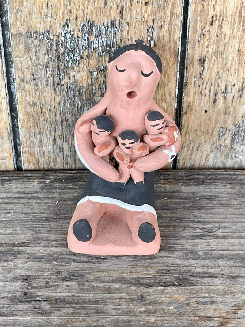 Persingula Toya, Jemez Pueblo Clay Storyteller Sculpture with Four Babies, authentic Native American   (AR29)