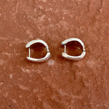 Supersmith Sterling Silver and Sleeping Beauty Turquoise Inlay "Huggie" Hoop Earrings  (2/247)